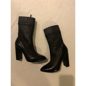 Zara black leather sock boots